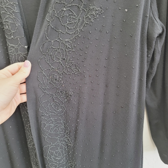 Christopher Banks Black Blouse Top with Faux Cardigan Women's Size Medium - Picture 7 of 13